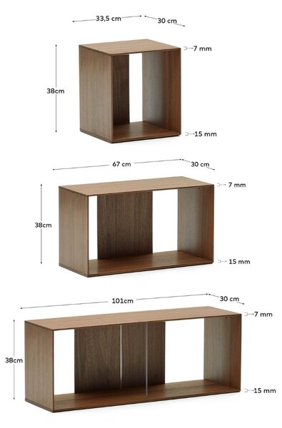 Kave Home Set devíti ořechových modulárních polic Litto