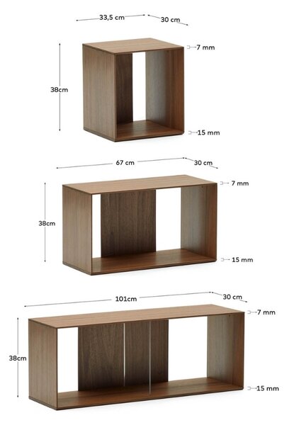 Kave Home Set šesti ořechových modulárních polic Litto