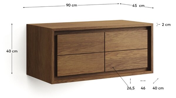 Hnědá teaková umyvadlová skříňka Kave Home Kenta 90 x 45 cm