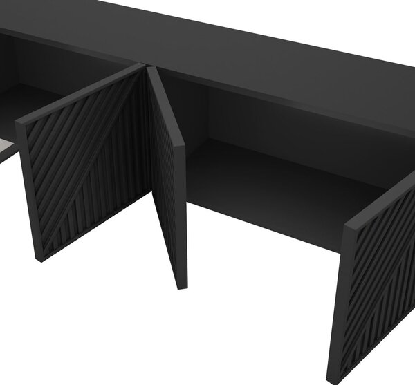 Černý TV stolek 161x55x35 cm Peta – Marckeric