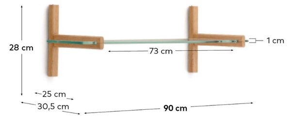 Skleněná modulární police Kave Home Sitra 90 cm