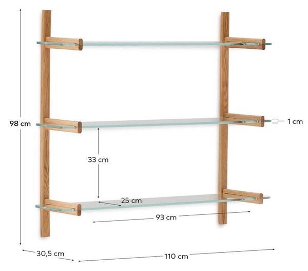 Skleněná modulární police Kave Home Sitra 98 x 110 cm