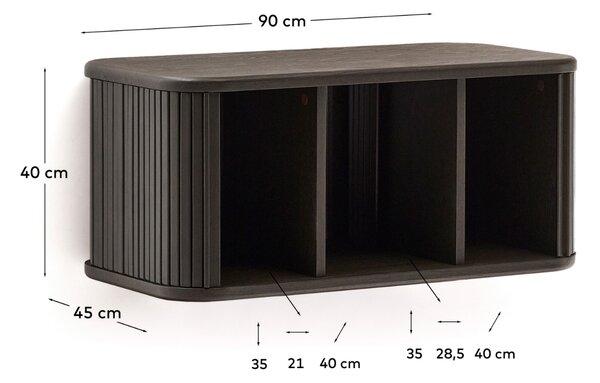 Tmavě hnědá dřevěná umyvadlová skříňka Kave Home Mailen 90 x 45 cm