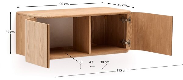 Umyvadlová skříňka Kave Home Salaya 90 x 45 cm s dřevěným dekorem