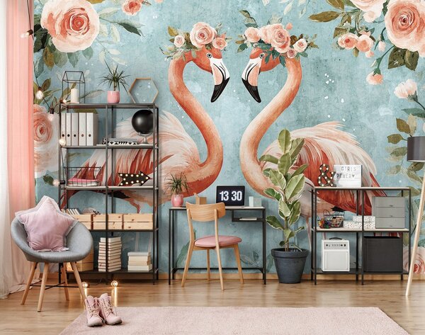 Fototapeta vliesová: Animals Flamingos Birds - 208x146 cm