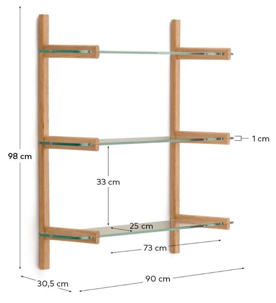 Skleněná modulární police Kave Home Sitra 98 x 90 cm
