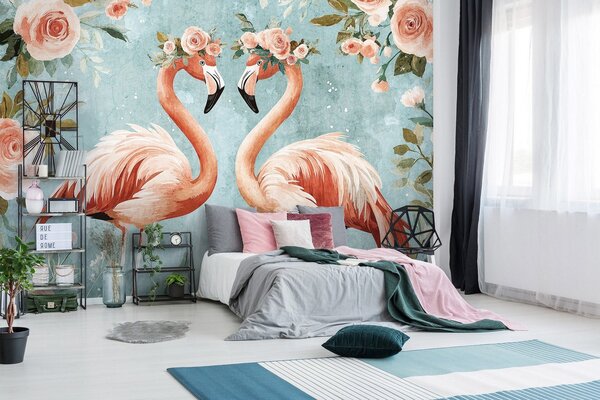 Fototapeta vliesová: Animals Flamingos Birds - 208x146 cm