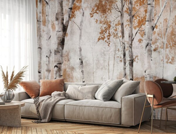 Fototapety vliesové: Birch Forest Trees - 368x254 cm