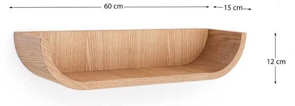 Nástěnná police Kave Home Salaya 60 cm s dřevěným dekorem