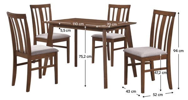 Jídelní set Republica (ořech + béžová) (pro 4 osoby)