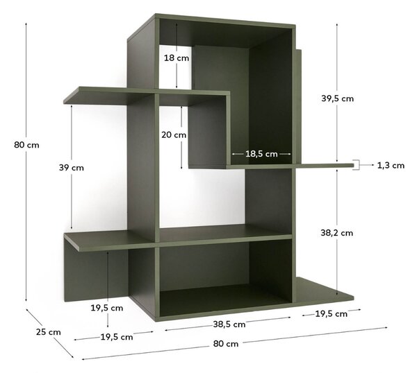 Zelená modulární police Kave Home Ina 80 x 80 cm