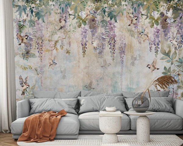 Fototapeta vliesová: Flowers Violet Wisteria Romantic - 312x219cm
