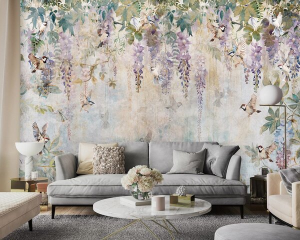 Fototapeta vliesová: Flowers Violet Wisteria Romantic - 312x219cm