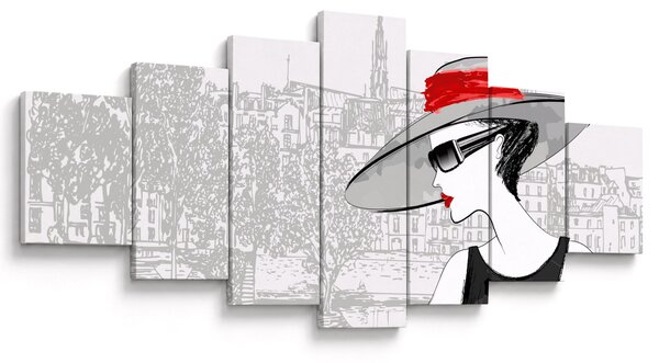 Obraz - Dáma ve městě (210x100 cm)