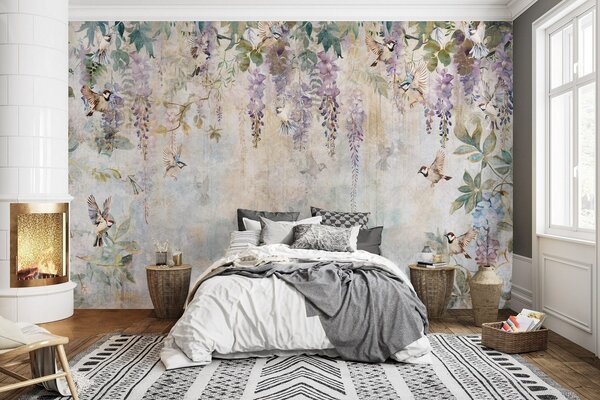 Fototapeta vliesová: Flowers Violet Wisteria Romantic - 312x219cm