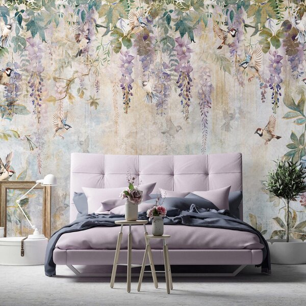 Fototapeta vliesová: Flowers Violet Wisteria Romantic - 312x219cm