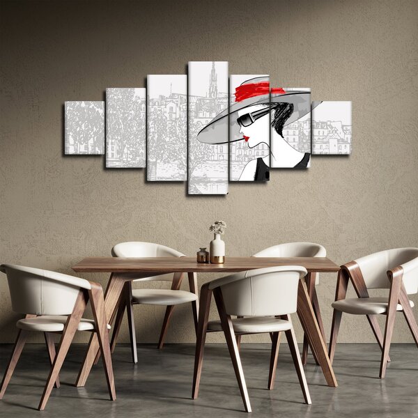 Obraz - Dáma ve městě (210x100 cm)
