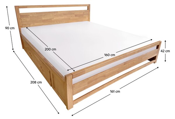 Manželská postel 160 cm Senalan (přírodní) (s roštem) (s úl. prostorem)