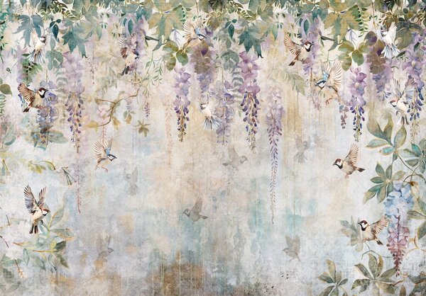 Fototapeta vliesová: Flowers Violet Wisteria Romantic - 312x219cm