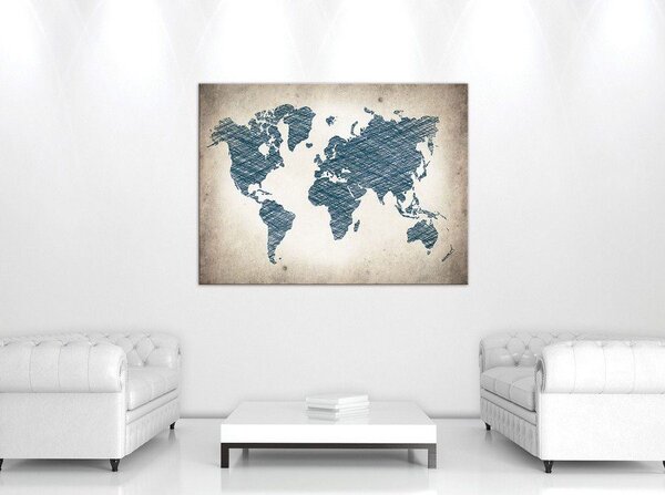 Obraz na plátně: Malovaná mapa světa (1) - 75x100 cm