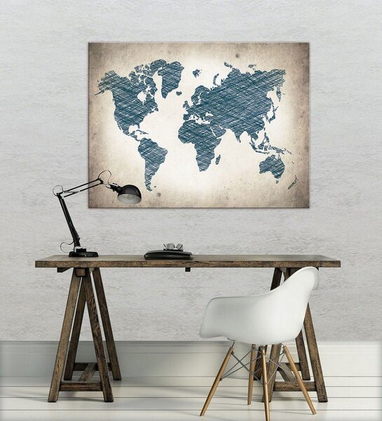 Obraz na plátně: Malovaná mapa světa (1) - 75x100 cm