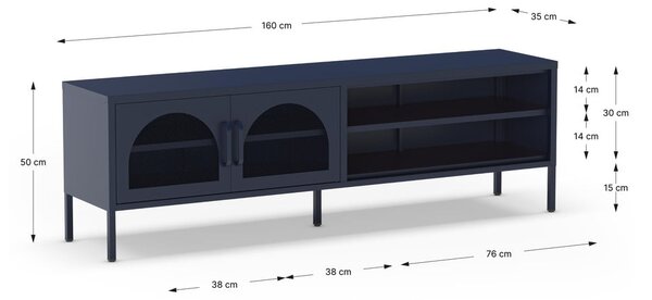 Tmavě modrý TV stolek 160x50 cm Diora – Marckeric