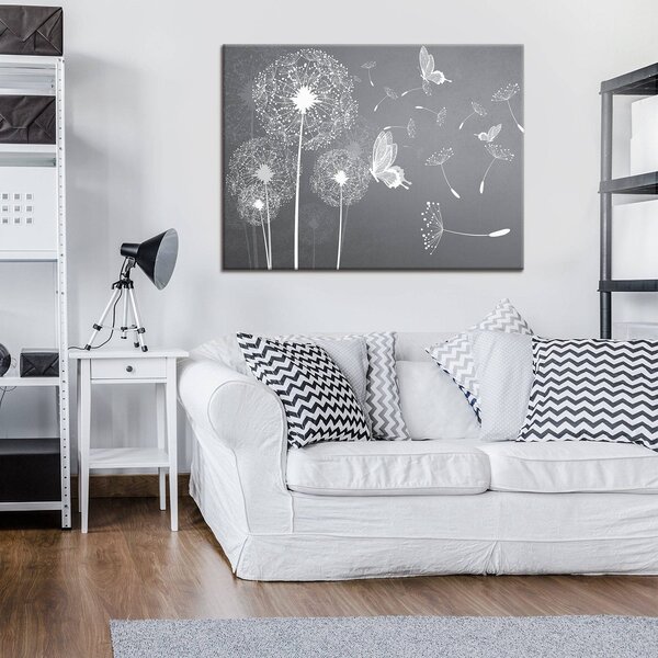 Obraz na plátně: Pampelišky a motýli - 75x100 cm
