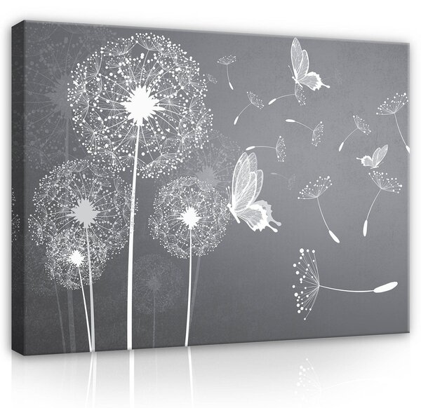 Obraz na plátně: Pampelišky a motýli - 75x100 cm