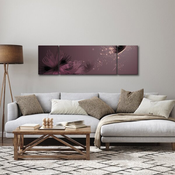 Obraz květu s motýlem (170x50 cm)