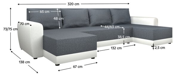 Rohová sedací souprava U Debiera (šedá + bílá)