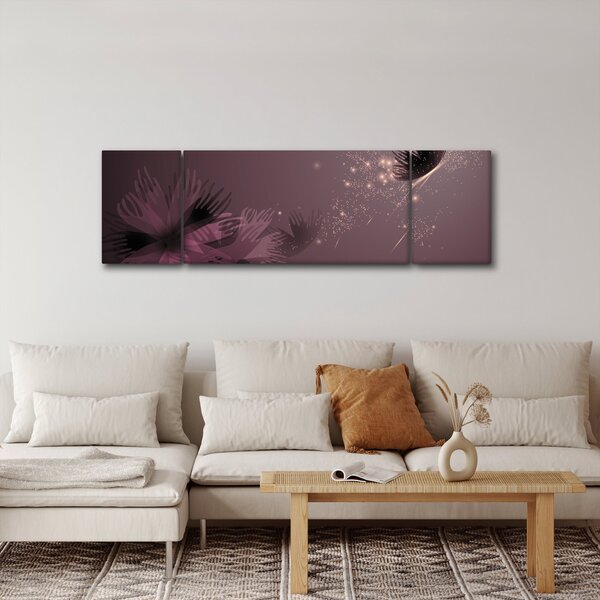 Obraz květu s motýlem (170x50 cm)