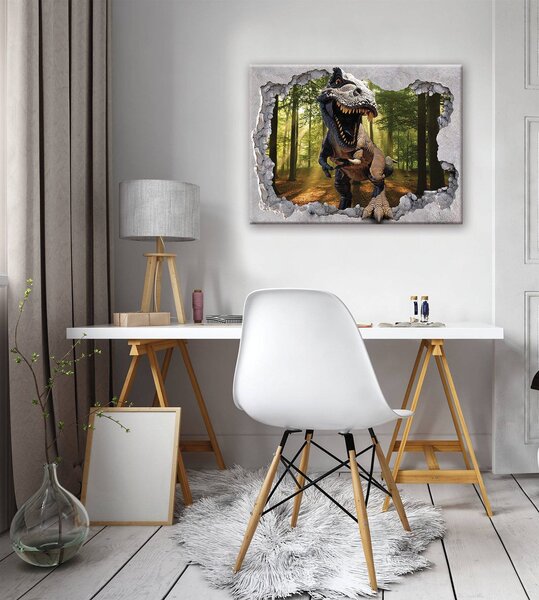 Obraz na plátně: Dinosaurus v lese - 80x60 cm