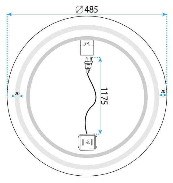 Zrcadlo LED 50cm BAS