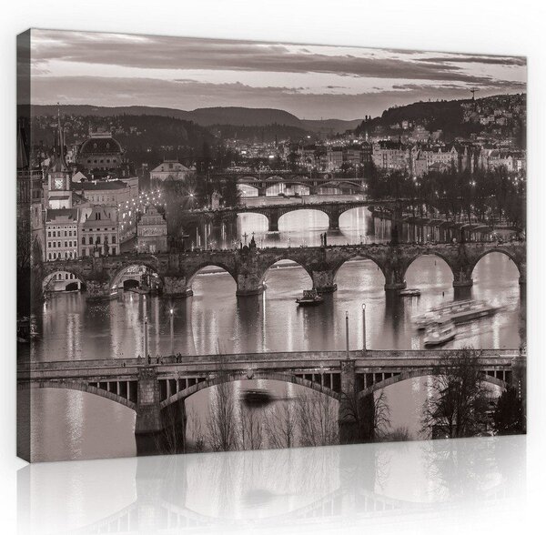 Obraz na plátně: Praha (černobílá) - 75x100 cm