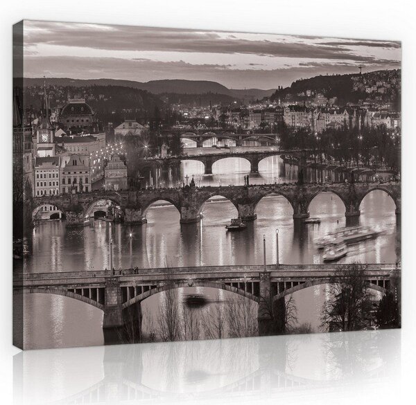 Obraz na plátně: Praha (černobílá) - 75x100 cm