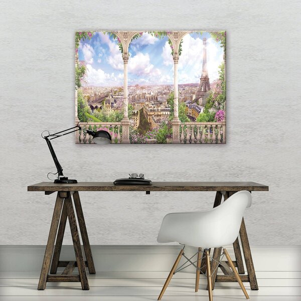 Obraz na plátně: Romantický výhled na Paříž - 80x60 cm