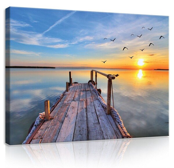 Obraz na plátně: Molo při západu slunce - 75x100 cm