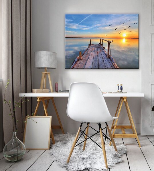 Obraz na plátně: Molo při západu slunce - 75x100 cm