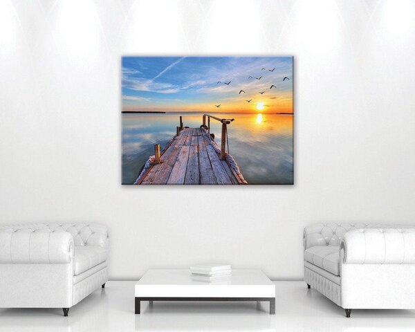 Obraz na plátně: Molo při západu slunce - 75x100 cm