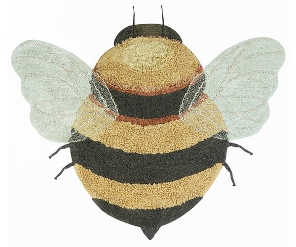 Žlutý pratelný ručně tkaný bavlněný dětský koberec 115x150 cm Bee – Lorena Canals