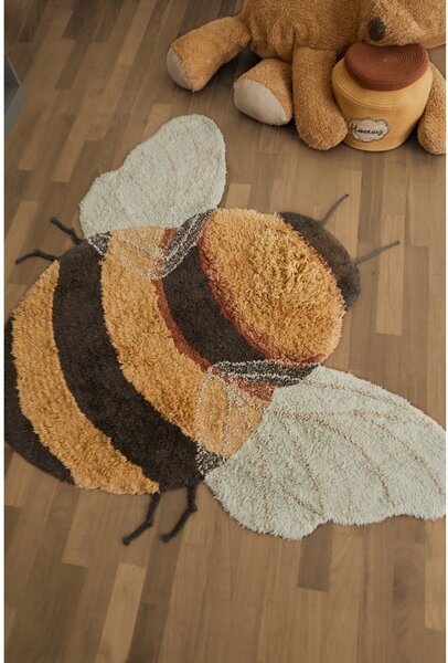 Žlutý pratelný ručně tkaný bavlněný dětský koberec 115x150 cm Bee – Lorena Canals