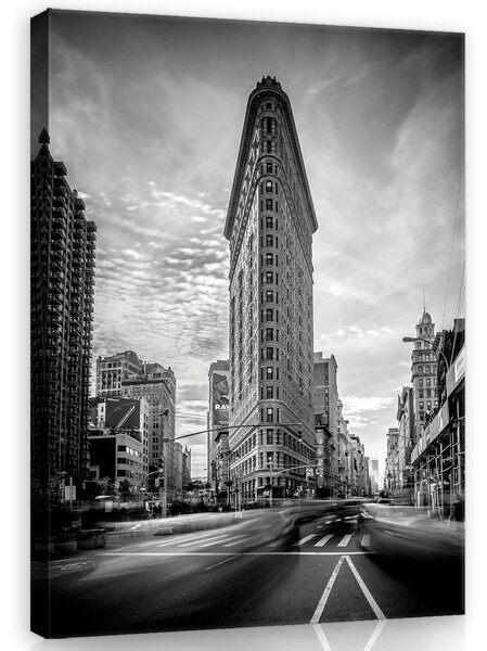 Obraz na plátně: Flatiron Building (černobílý) - 100x75 cm