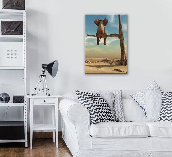 Obraz na plátně: Slon na stromě - 50x70 cm