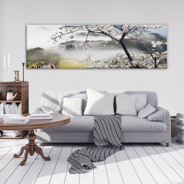 Obraz na plátně: Třešeň nad schody - 145x45 cm