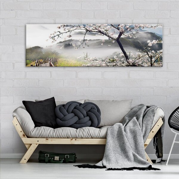 Obraz na plátně: Třešeň nad schody - 145x45 cm