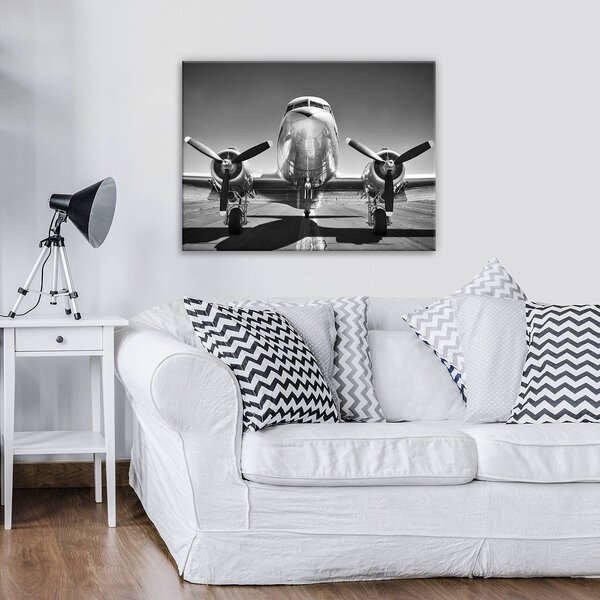 Obraz na plátně: Černobílé letadlo (1) - 80x60 cm