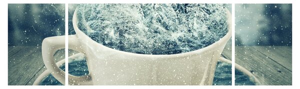Obraz - Zimní svět v hrníčku (170x50 cm)