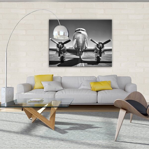 Obraz na plátně: Černobílé letadlo (1) - 80x60 cm