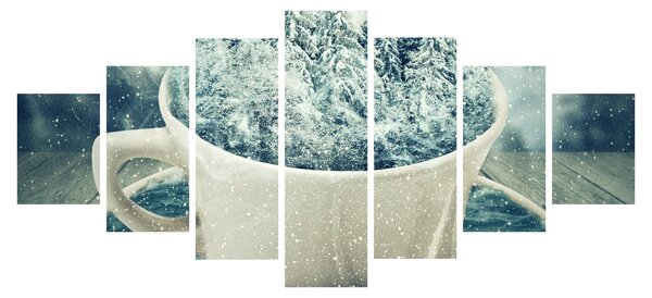 Obraz - Zimní svět v hrníčku (210x100 cm)