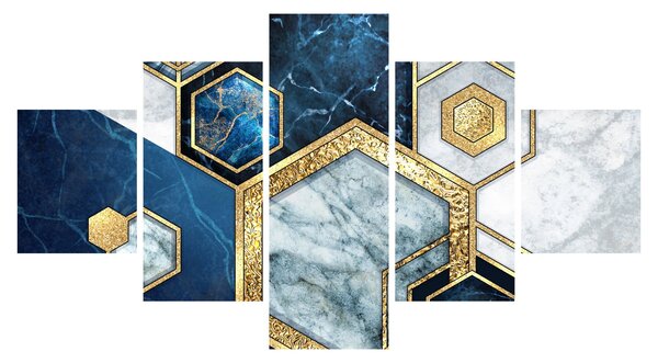 Obraz - Mramorové hexagony (125x70 cm)